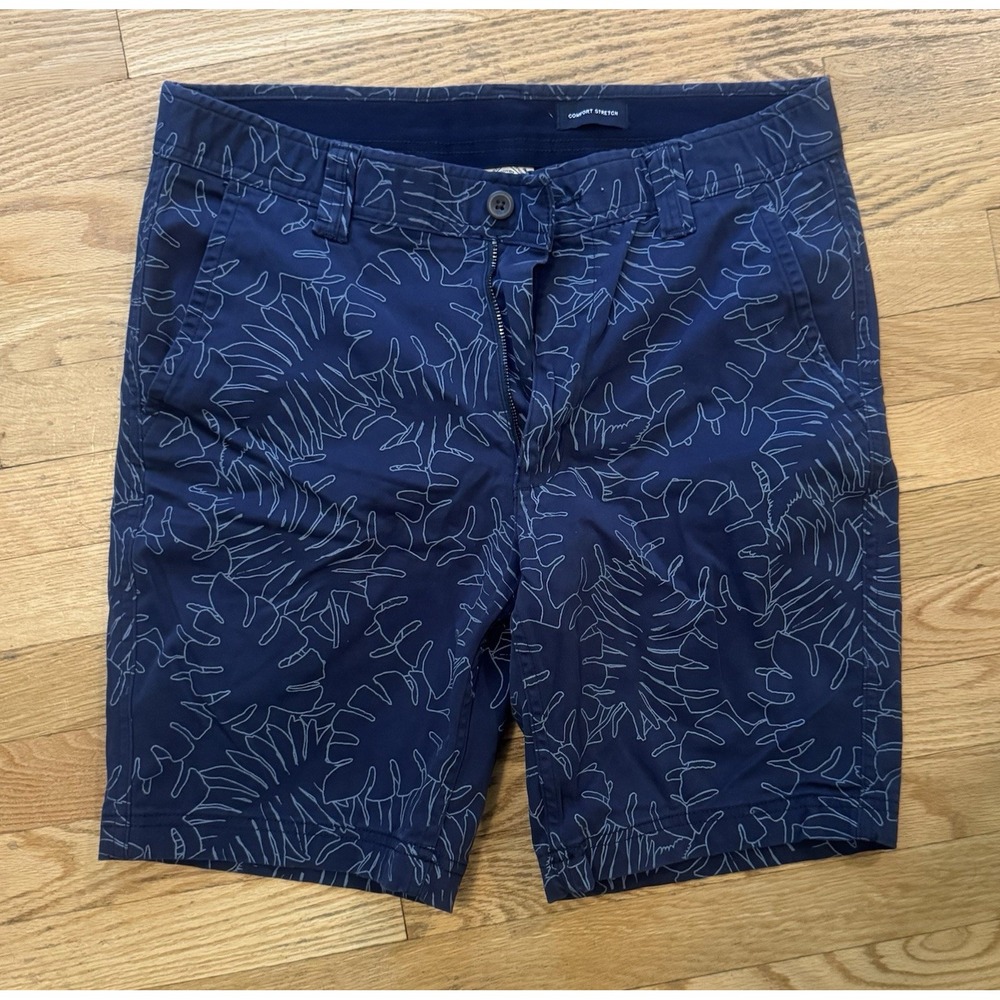St. John's Bay Men's Classic Fit Stretch Blue Tropical Floral Chino Shorts